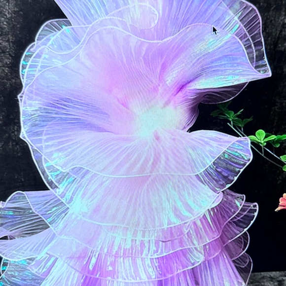2 yards Mermaid Iridescent Gradient Chiffon Fabric with Ruffle Hem (ONLY RIBBON) - Picture 1 of 5